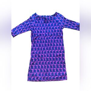 Lilly Pulitzer Navy Blue Dress with Heel Yeah Hot Pink Heels Print Size XS